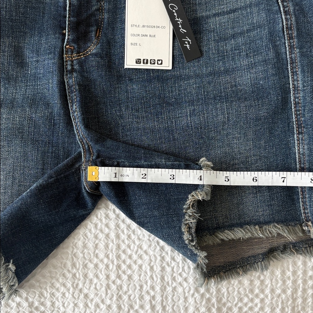 Judy Blue High Waist Tummy Control Cutoff Shorts Dark Wash Raw Hem NWT L - Picture 10 of 12